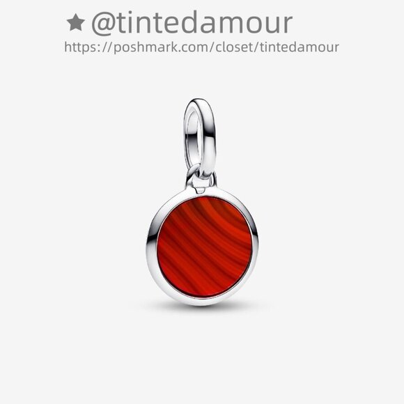 Pandora Red Murano Glass Engravable Mini Medallion Charm|Pendant - Picture 1 of 2